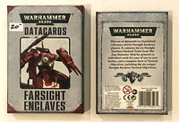 Front and back of Warhammer 40,000 Farsight Enclaves Datacards box