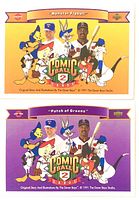 Two sample card fronts showing Comic Ball 2 titles and character/player artwork