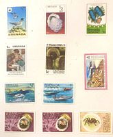 All eleven Grenada and Grenadines pictorial stamps laid out for full view