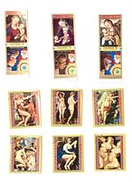 Front view of all nine Equatorial Guinea pictorial stamps laid out in three rows