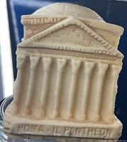 Front view showing columned façade with "ROMA IL PANTHEON" inscription