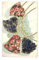 Front of embossed postcard with floral bells design