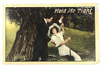 Front of postcard showing scene and caption