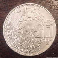 Reverse showing Coyolxauhqui design, denomination 50, date 1982