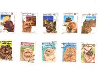 all ten stamps laid out in two rows