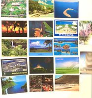 All seventeen postcards displayed in grid