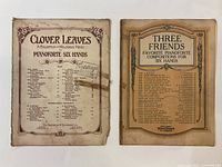 Front covers of Clover Leaves and reverse showing advertising sheet