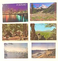 Front views of all six Oregon postcards