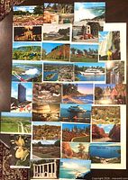 All thirty-one Ontario postcards laid out for full view