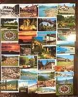 Fronts of assorted BC scenic postcards laid out