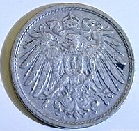 Obverse of 1907 coin showing crowned imperial eagle