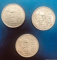 Three reverse sides showing Carranza portrait and $100 denomination