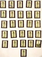 All twenty-five Chacachacare Lighthouse stamps arranged in rows, showing design and cancellations