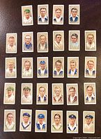 All 28 tobacco cards front view arranged in rows