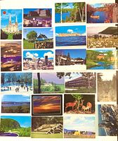 All 22 Quebec postcards laid out front side visible