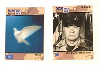 Fronts of both trading cards showing Peace Dove and General Gray