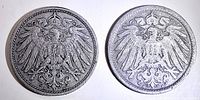 Both obverse sides with imperial eagle design visible