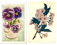 Fronts of both floral illustration postcards