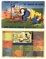 Fronts of both comic postcards showing illustrations and captions