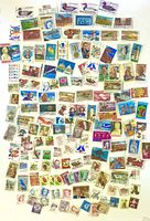 Full layout of assorted cancelled U.S. stamps, approx 140 pieces