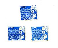 All three Benjamin Franklin 7c stamps side by side
