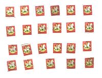 Group of roughly 24 Child on Rocking Horse stamps laid out