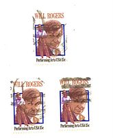Three Will Rogers 15¢ postage stamps