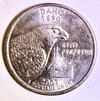 Reverse showing peregrine falcon and Idaho outline