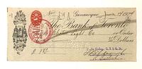 Obverse of 1924 Bank of Toronto draft showing engraving, handwritten details, red War Tax stamp
