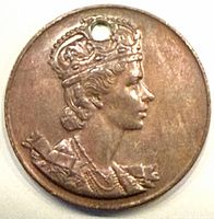 Obverse with crowned bust of Queen Elizabeth II and suspension hole