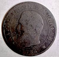 Obverse showing bust of Napoleon III and date 1856