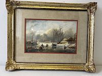 Full view of framed winter landscape watercolour
