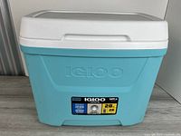 Front view of Igloo Laguna cooler showing brand label and lid