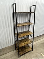 Three-quarter view of the five-shelf bookcase