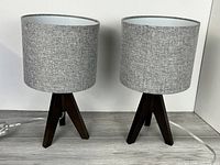 Front view of both lamps showing shades, bases and cords