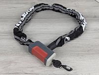 Full view of Raleigh chain lock with key attached