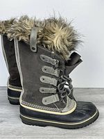 Full side view of both boots upright