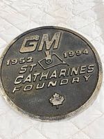 Front view showing GM St Catharines Foundry 1952–1994 raised design