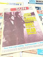 Front page of Toronto Sun with headline “John Lennon Shot Dead”