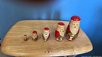 Five Santa nesting dolls assembled in size order