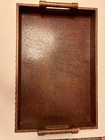 Top view of entire brown faux leather tray