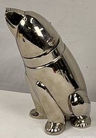 Full view of chrome polar bear cocktail shaker