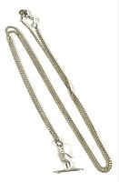 Full view of sterling silver chain with surfer charm attached