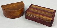 Both wooden trinket boxes side by side closed