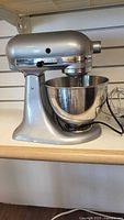 KitchenAid stand mixer with stainless steel bowl attached