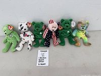 All six Beanie Babies bears aligned