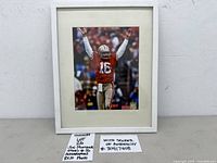 Framed autographed Joe Montana photograph full view