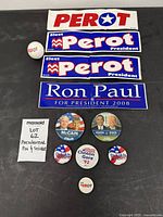 Group shot showing all stickers, golf ball, and pins