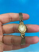 Front view of Bulova ladies watch with mesh bracelet