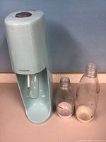 Full view of SodaStream machine with two bottles